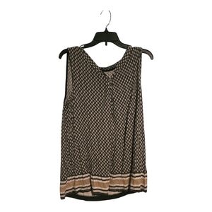 Patterned Sleeveless Top - Black and Tan